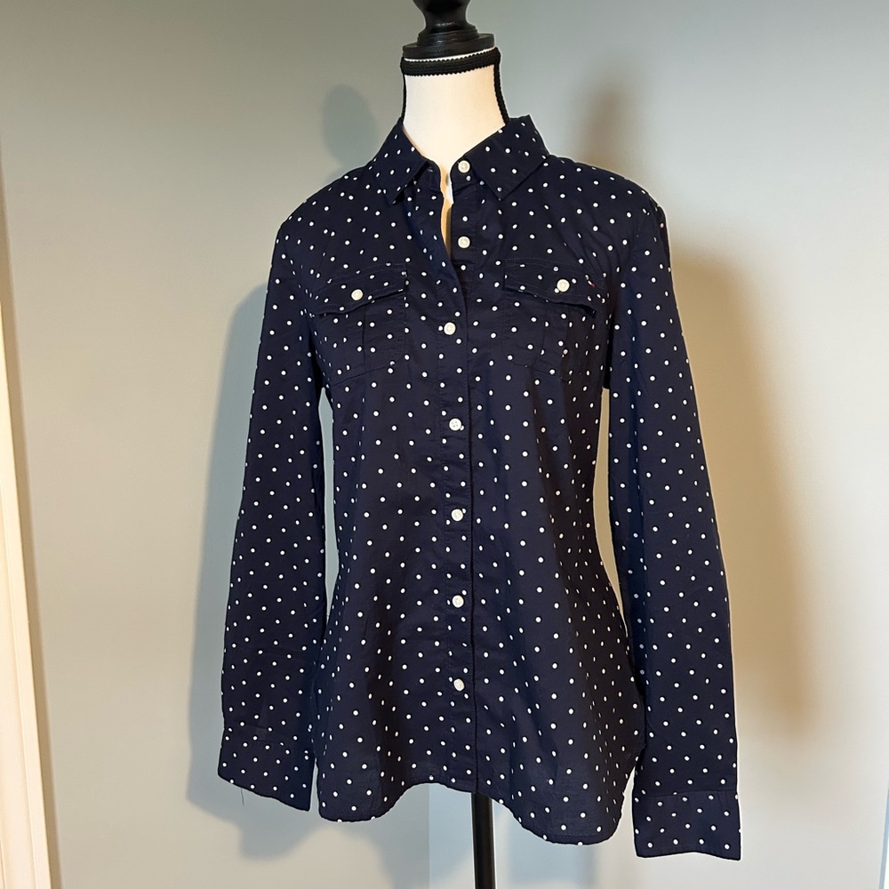 Tommy Hilfiger Classic Polka Dot Button-Down Blouse